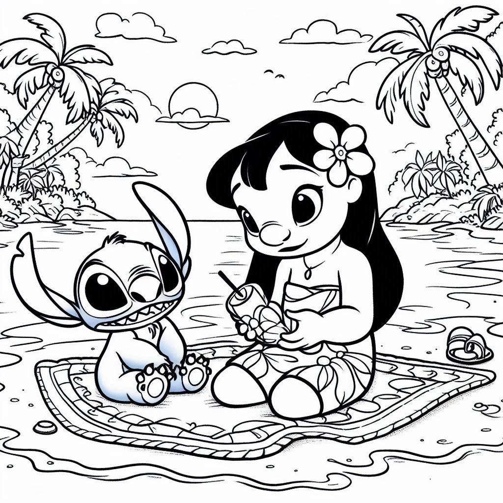 Lilo en Stitch kleurplaat unieke27