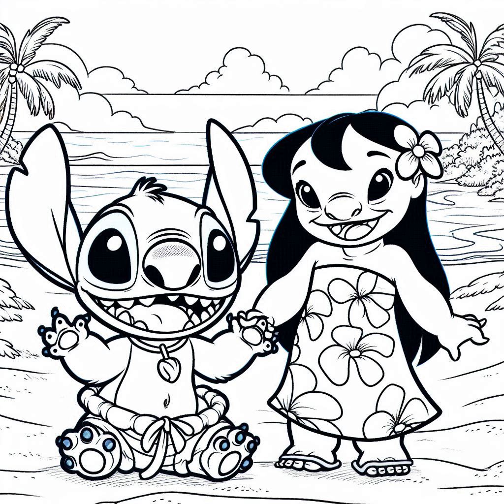 Lilo en Stitch kleurplaat unieke28