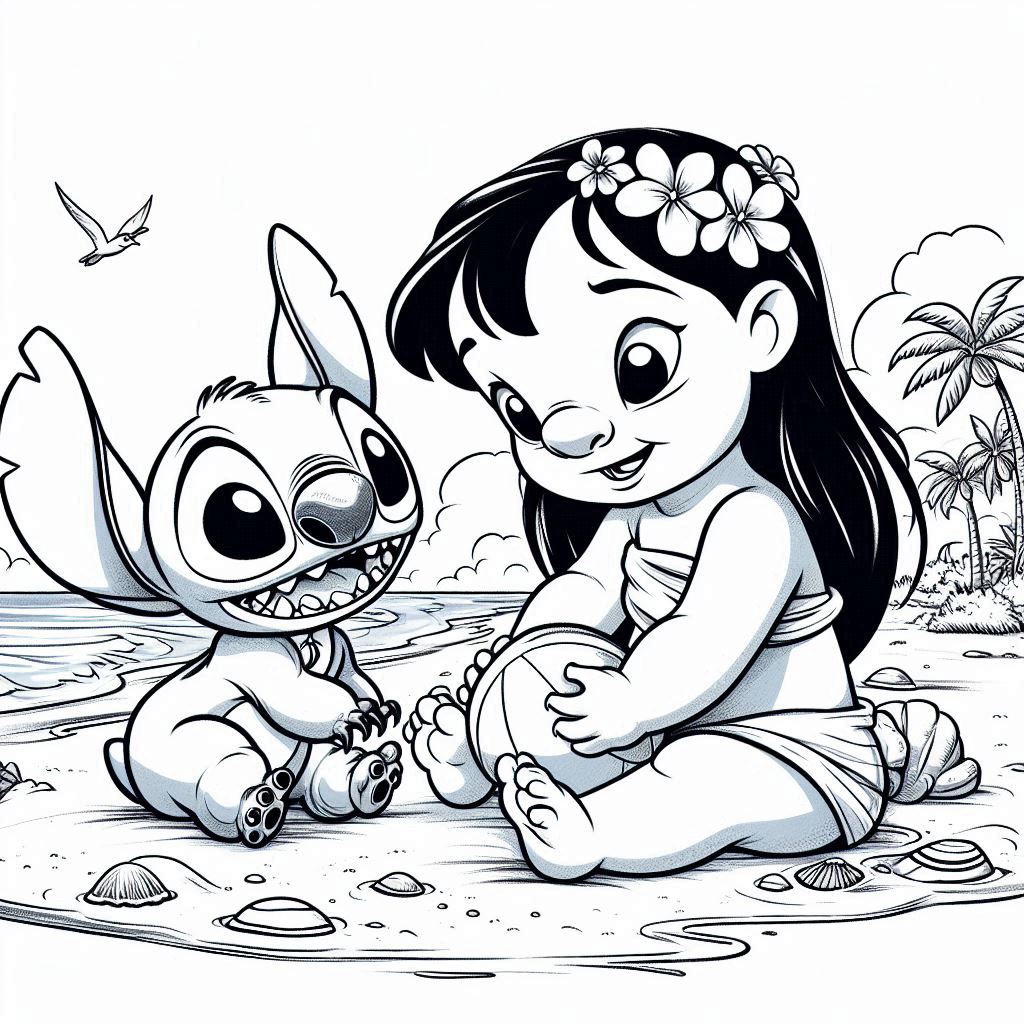 Lilo en Stitch kleurplaat unieke29