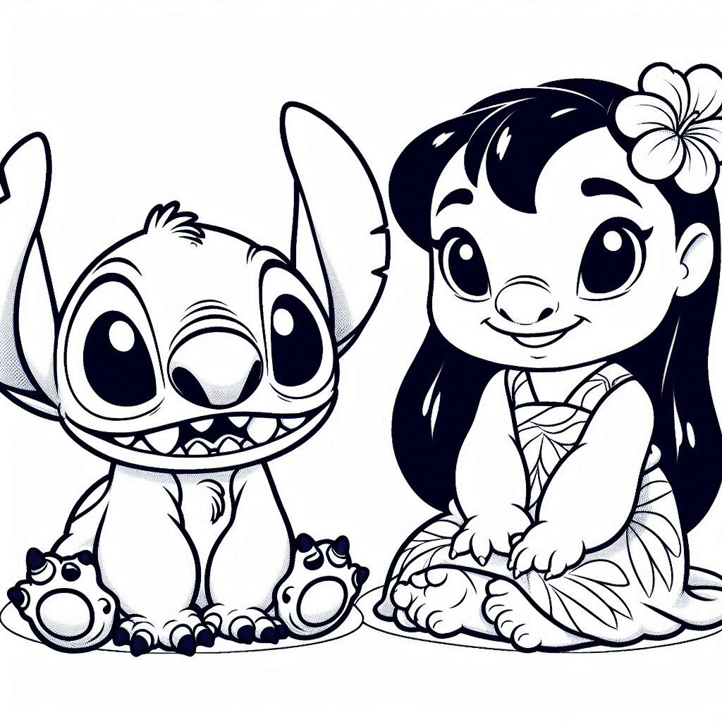 Lilo en Stitch kleurplaat unieke3