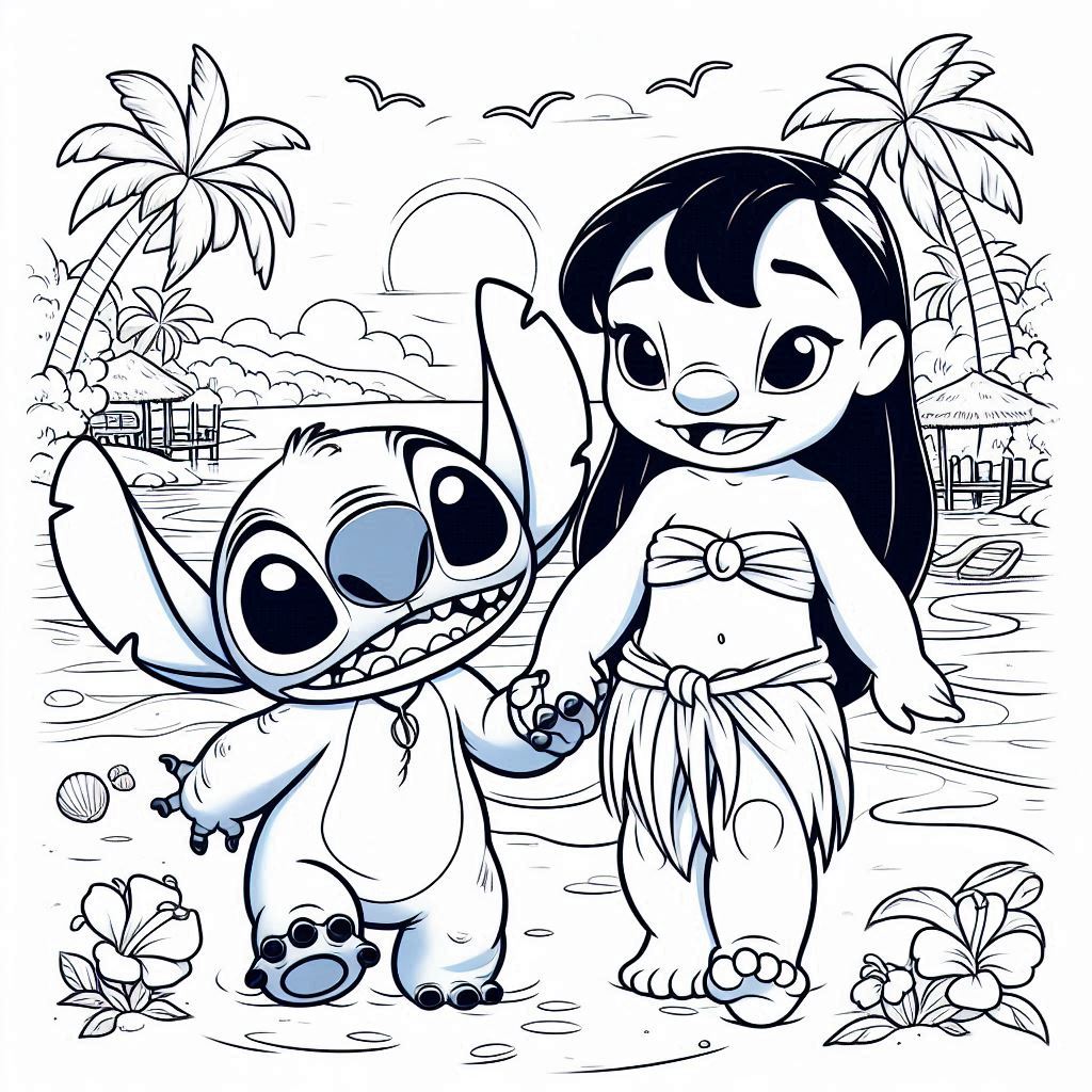 Lilo en Stitch kleurplaat unieke32