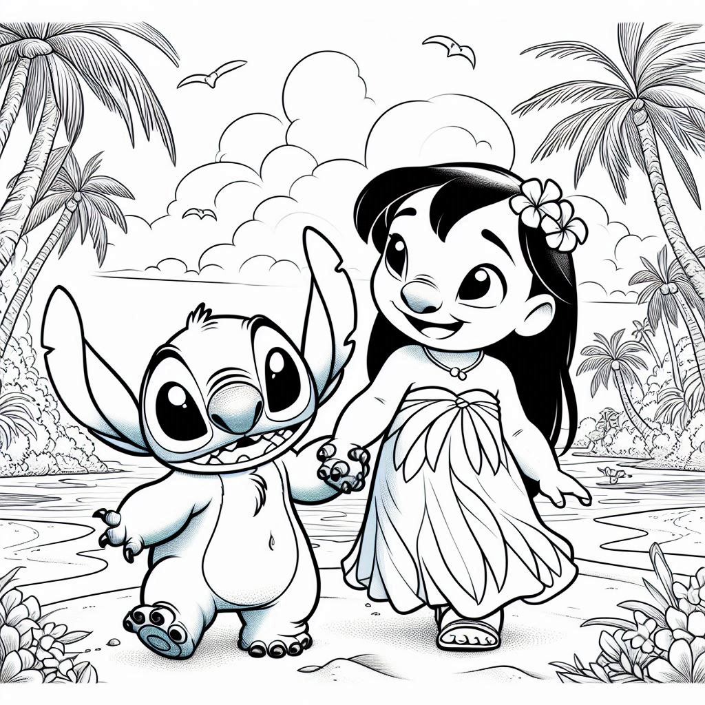 Lilo en Stitch kleurplaat unieke34