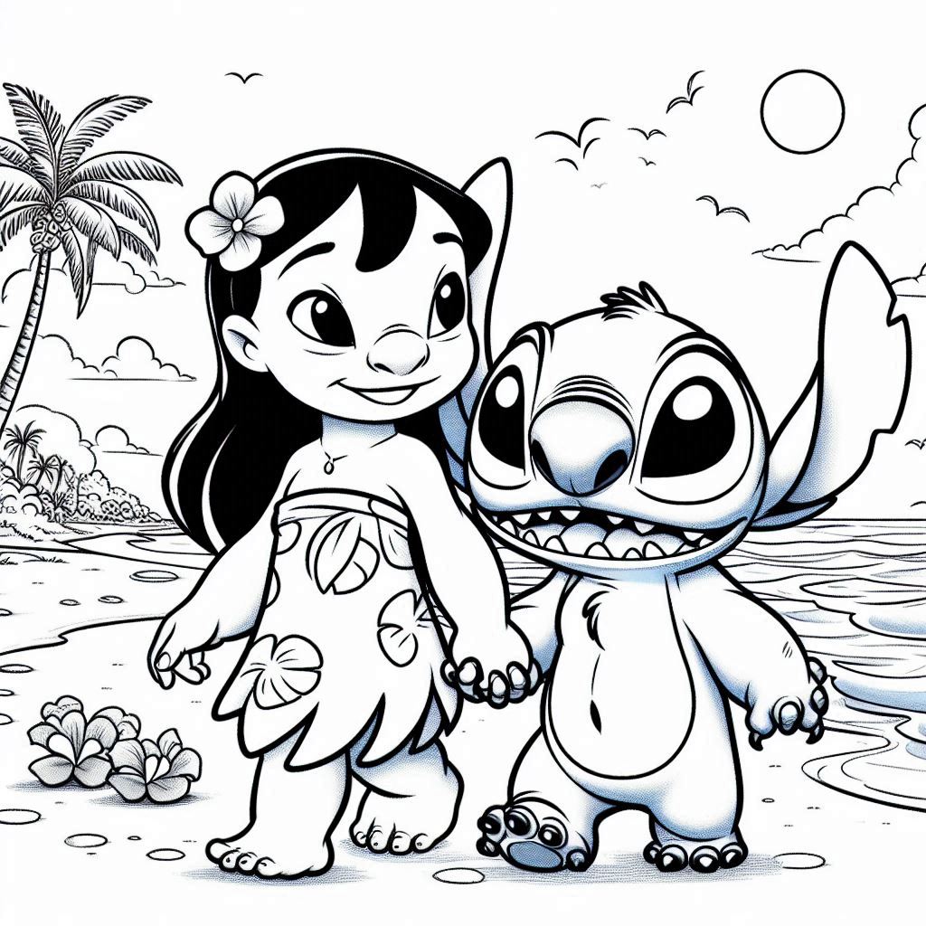 Lilo en Stitch kleurplaat unieke37