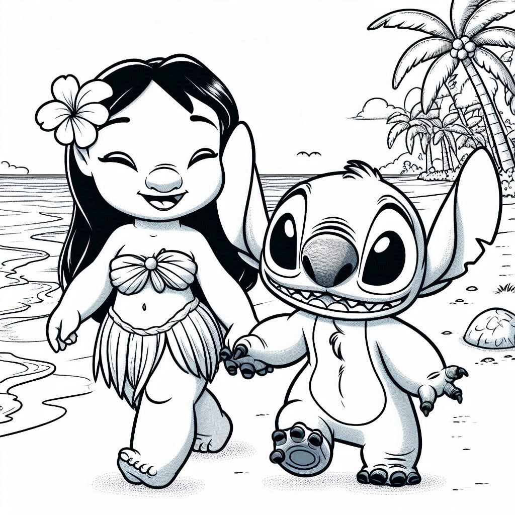 Lilo en Stitch kleurplaat unieke41