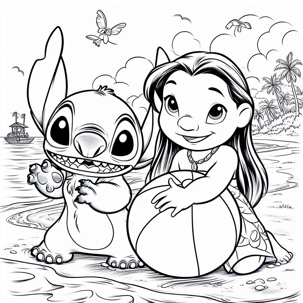 Lilo en Stitch kleurplaat unieke43