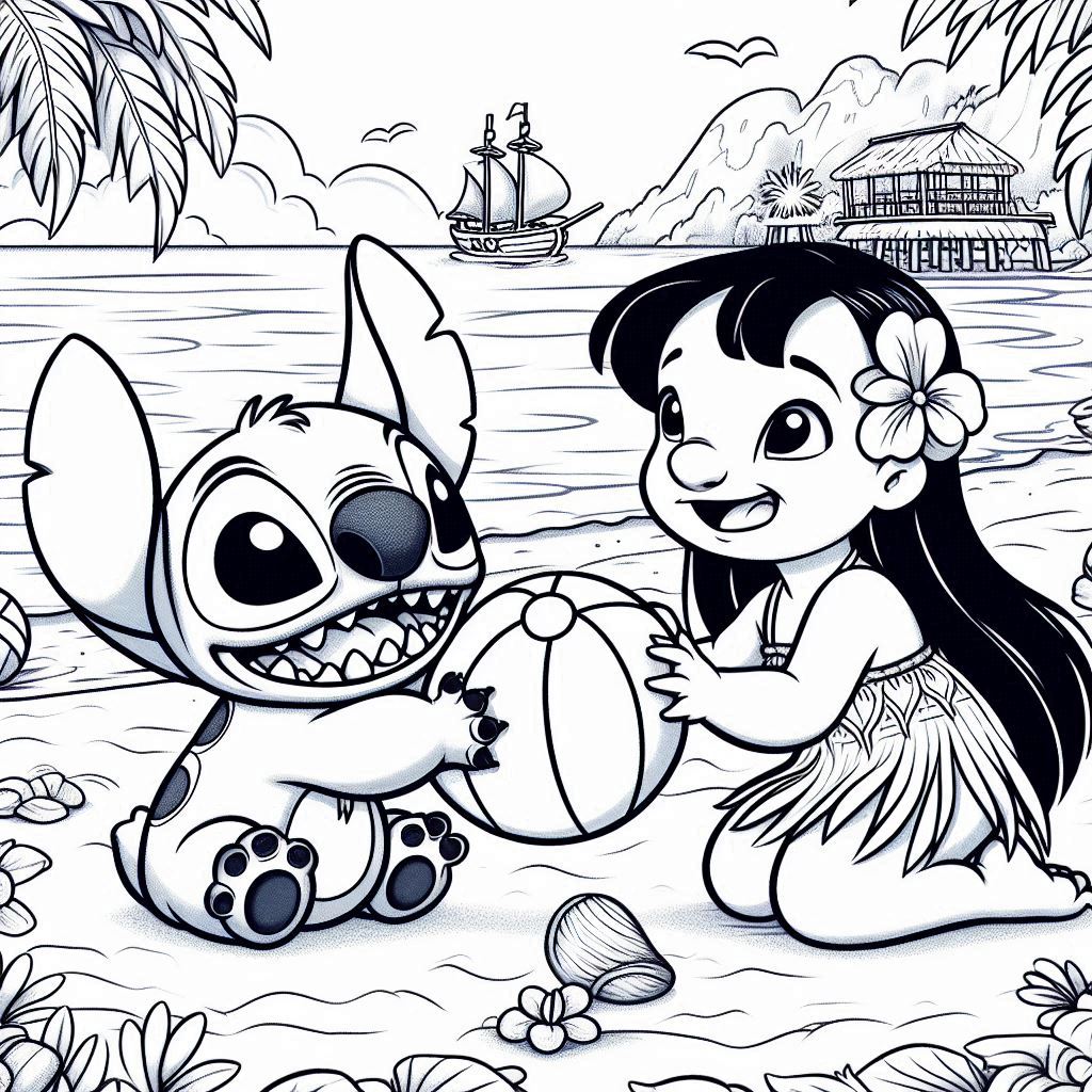 Lilo en Stitch kleurplaat unieke46