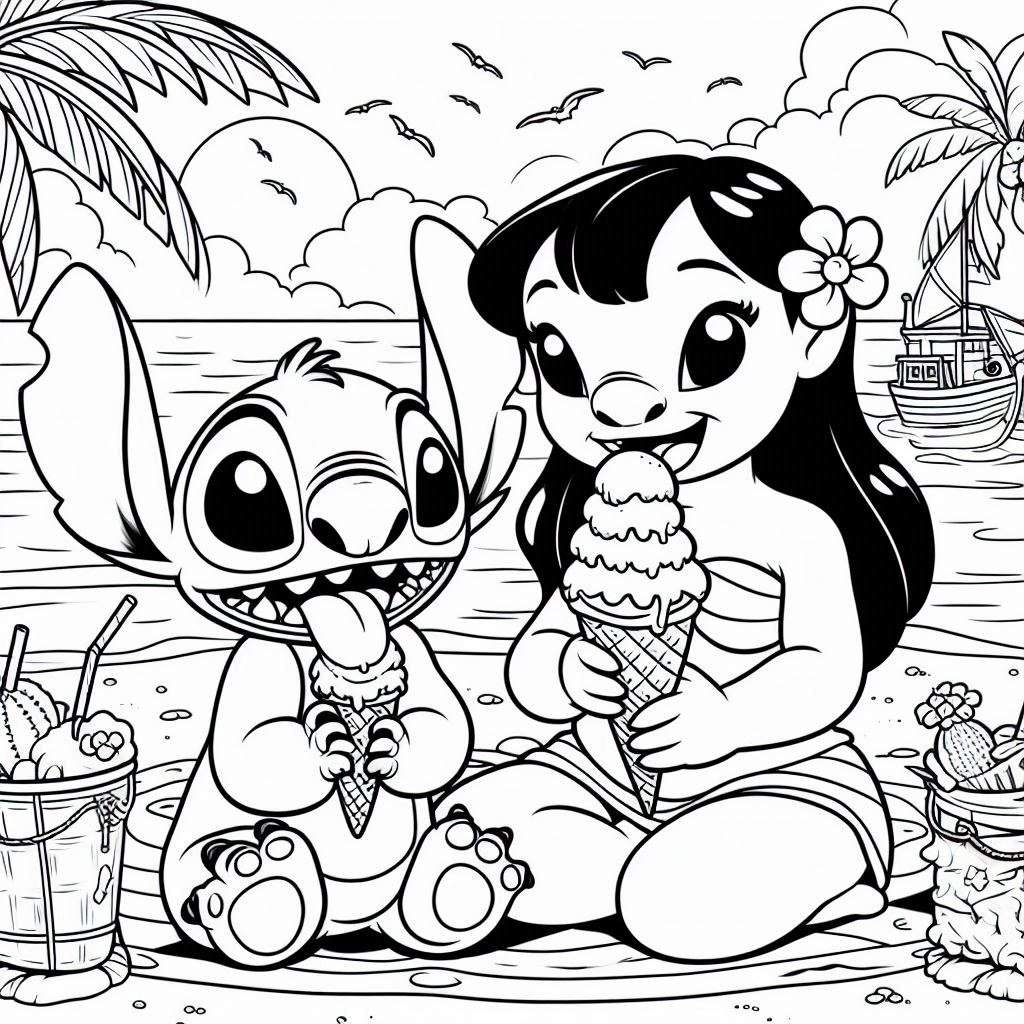 Lilo en Stitch kleurplaat unieke52