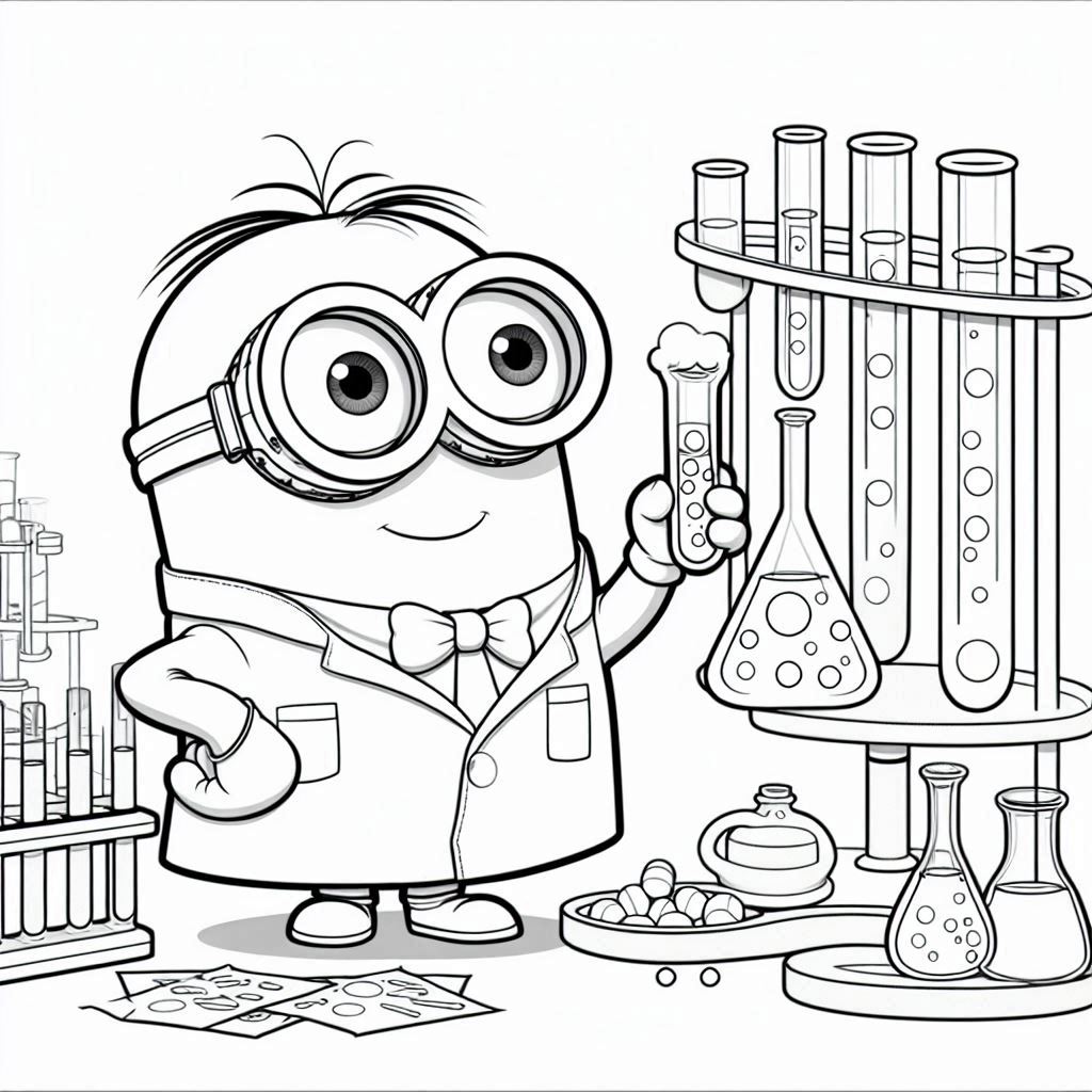 Minions kleurplaat – Minions in een laboratorium1