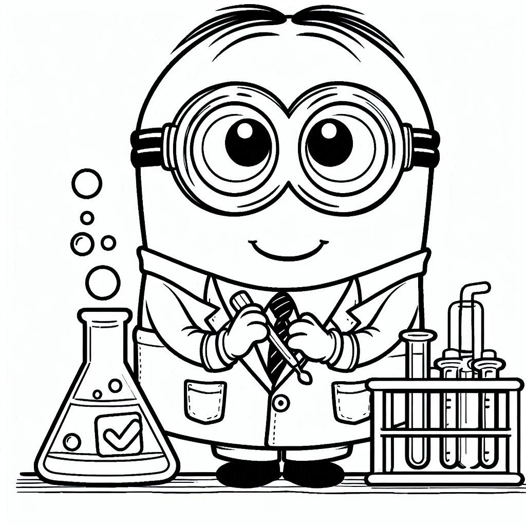 Minions kleurplaat – Minions in een laboratorium10