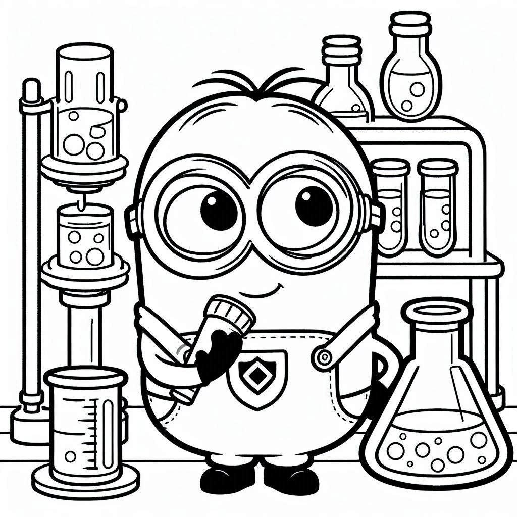 Minions kleurplaat – Minions in een laboratorium11