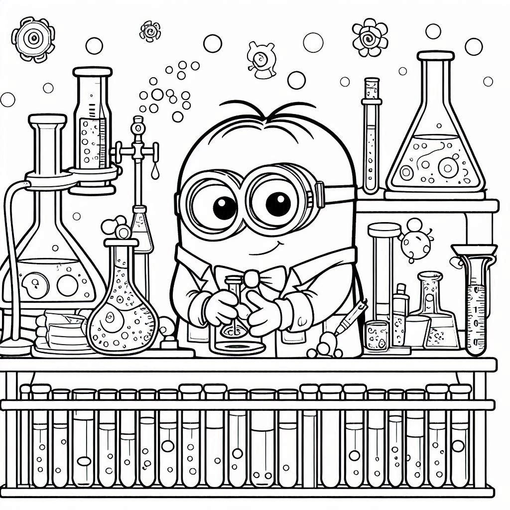 Minions kleurplaat – Minions in een laboratorium12