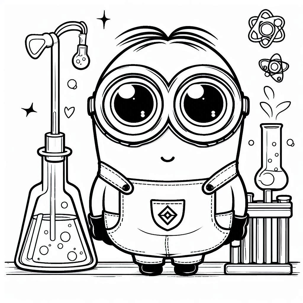 Minions kleurplaat – Minions in een laboratorium4