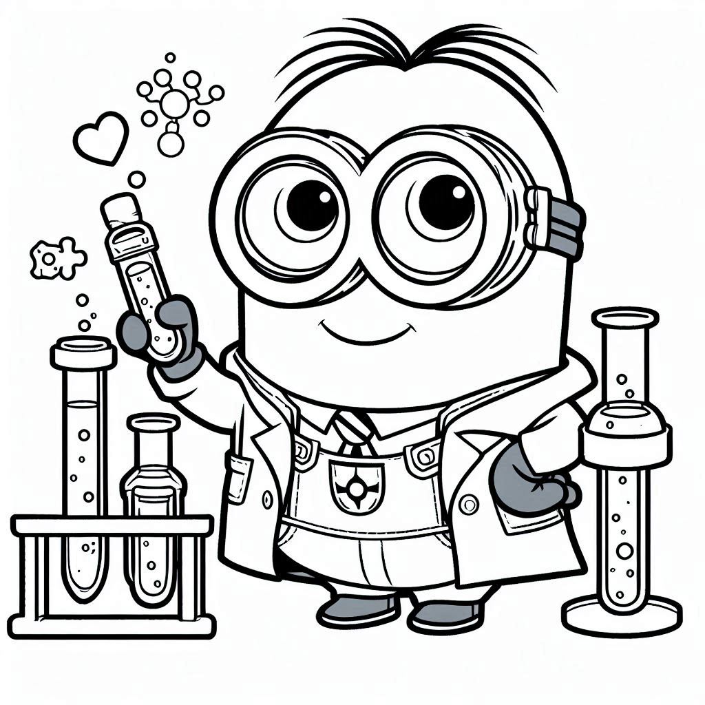 Minions kleurplaat – Minions in een laboratorium8