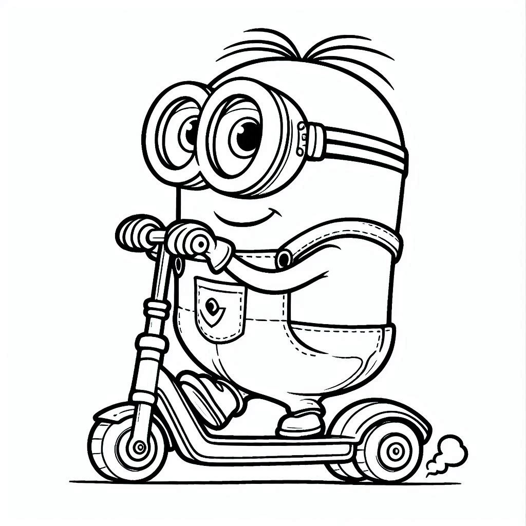 Minions kleurplaat – Minions op een scooter1