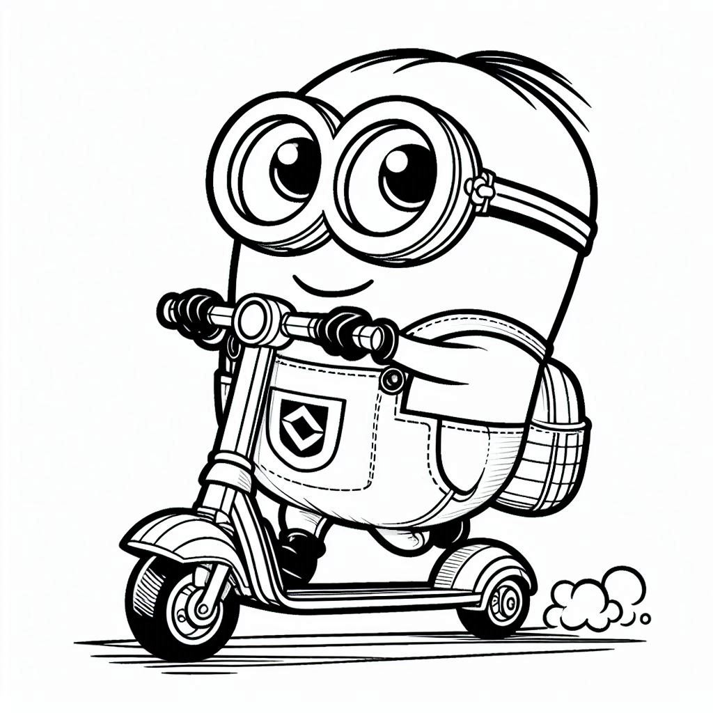 Minions kleurplaat – Minions op een scooter5