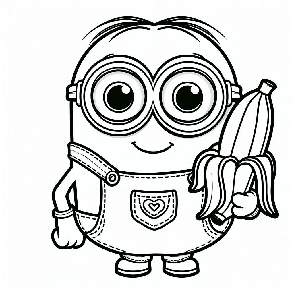 Minions kleurplaat – Minions with a Banana4