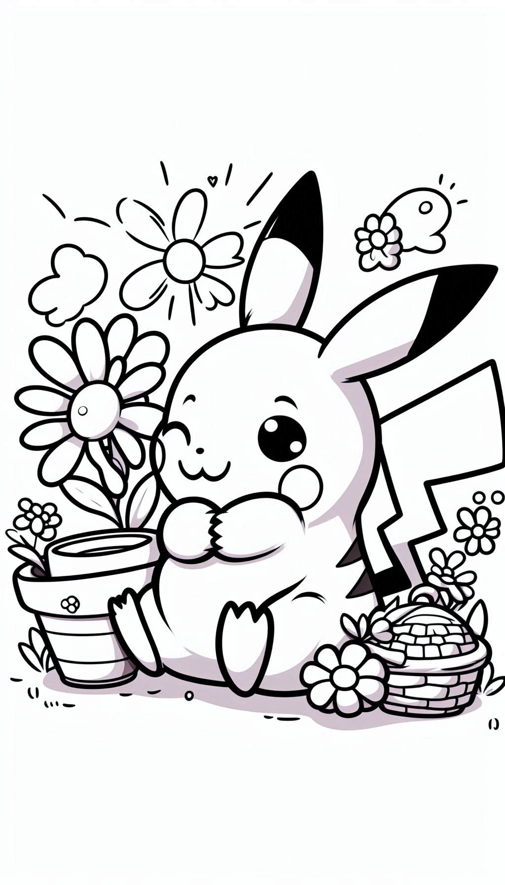 Pikachu met bloemen