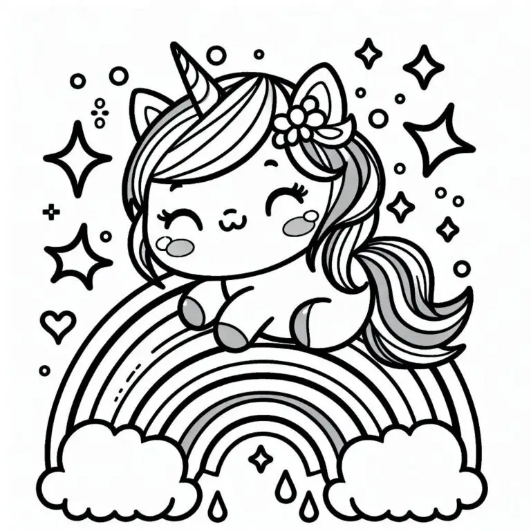 Kleurplaat Unicorn Regenboog Unieke | Download En Print