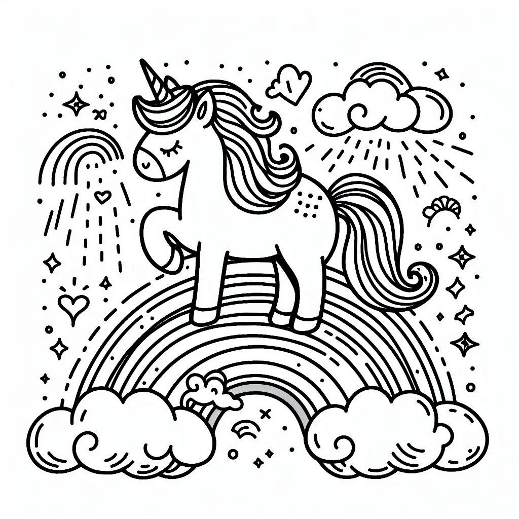 Regenboog Unicorn tekening printbaar