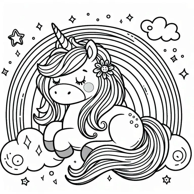 Kleurplaat Unicorn Regenboog Unieke | Download En Print