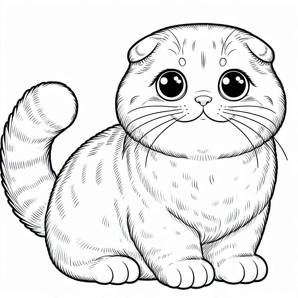 Scottish Fold kat kat kleurplaat1