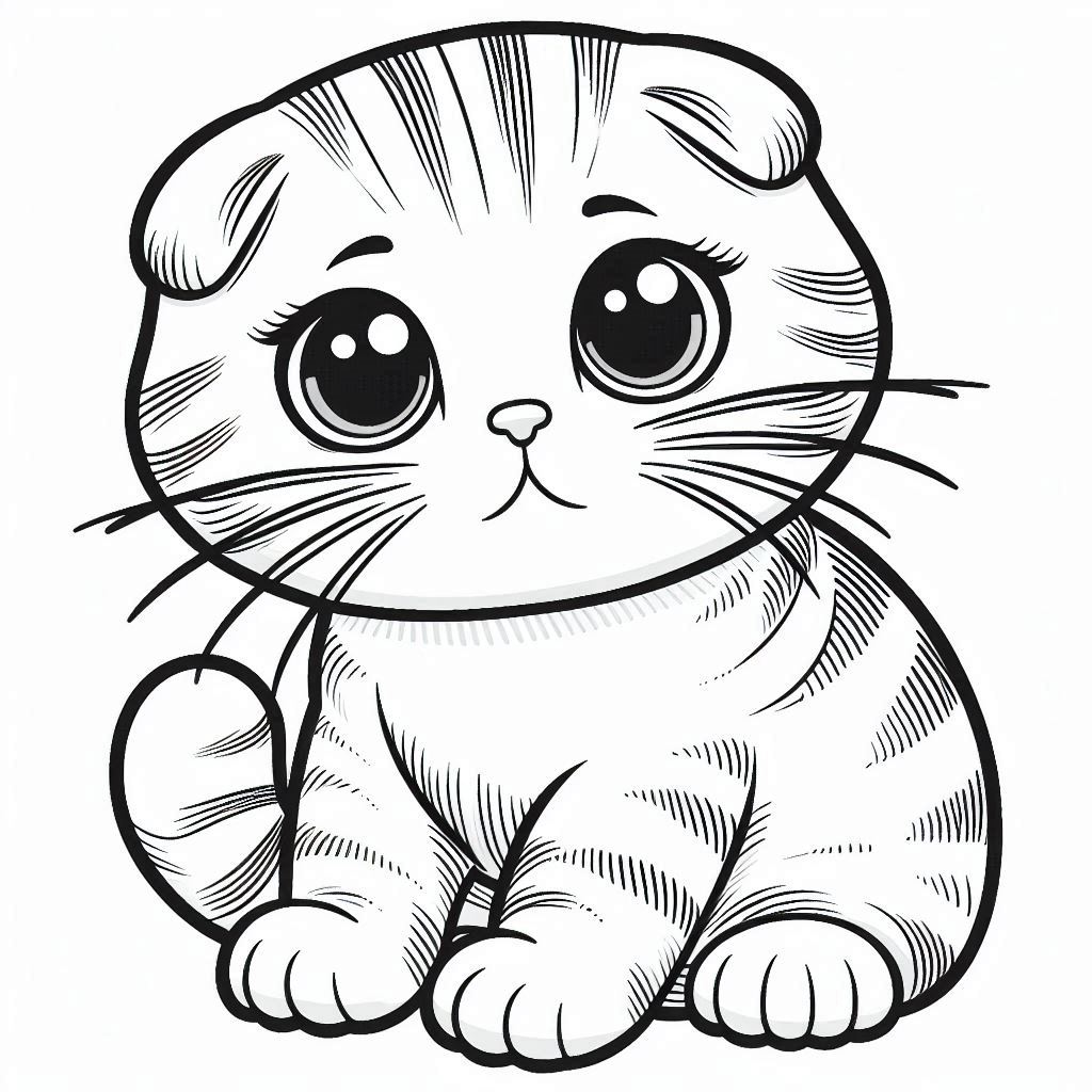 Scottish Fold kat kat kleurplaat2