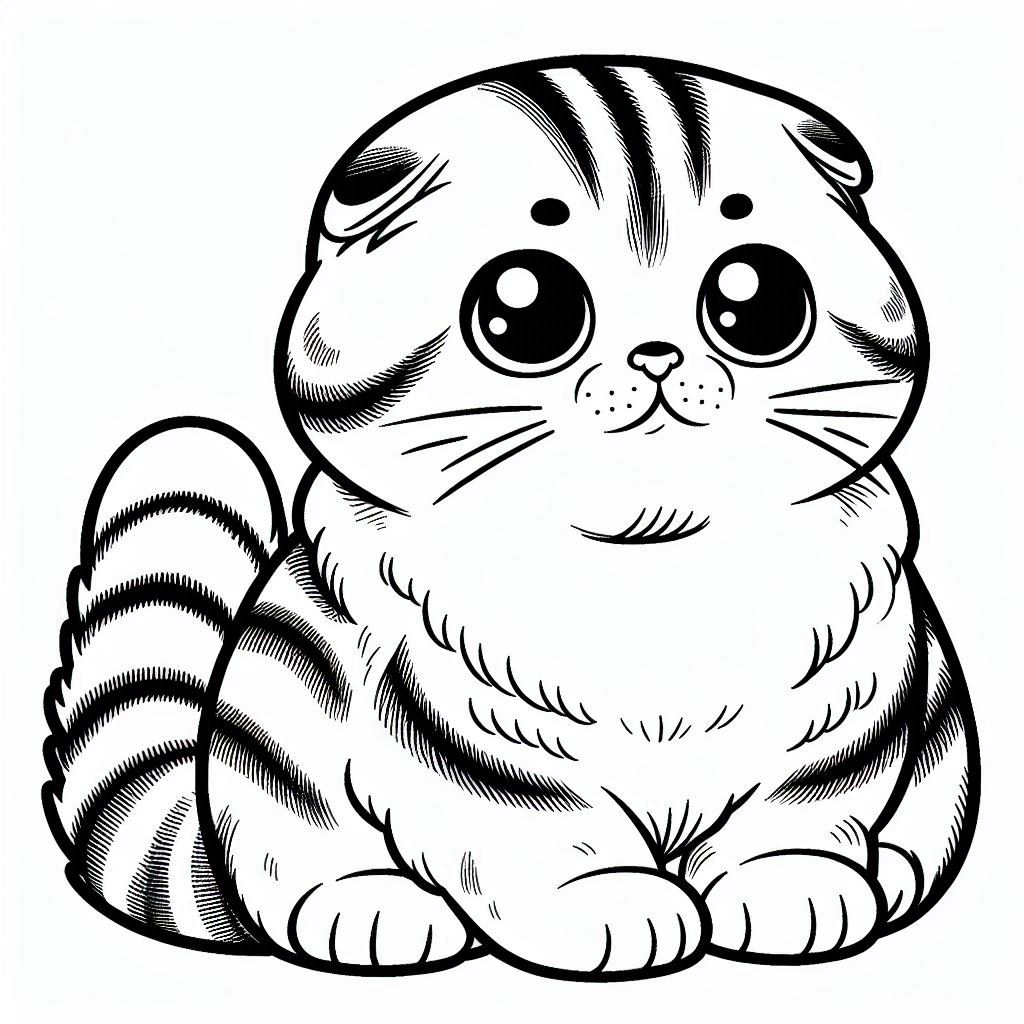 Scottish Fold kat kat kleurplaat3