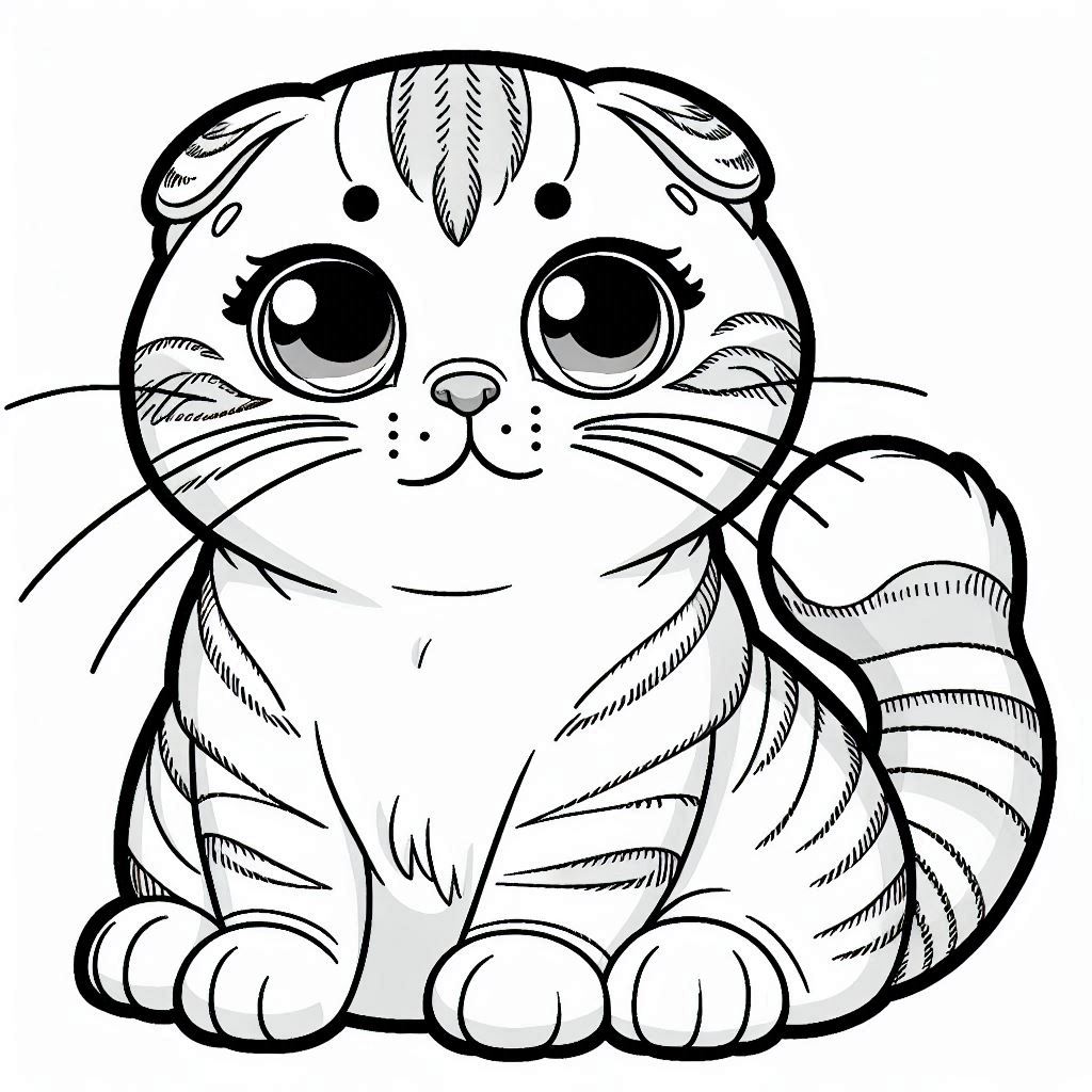 Scottish Fold kat kat kleurplaat5