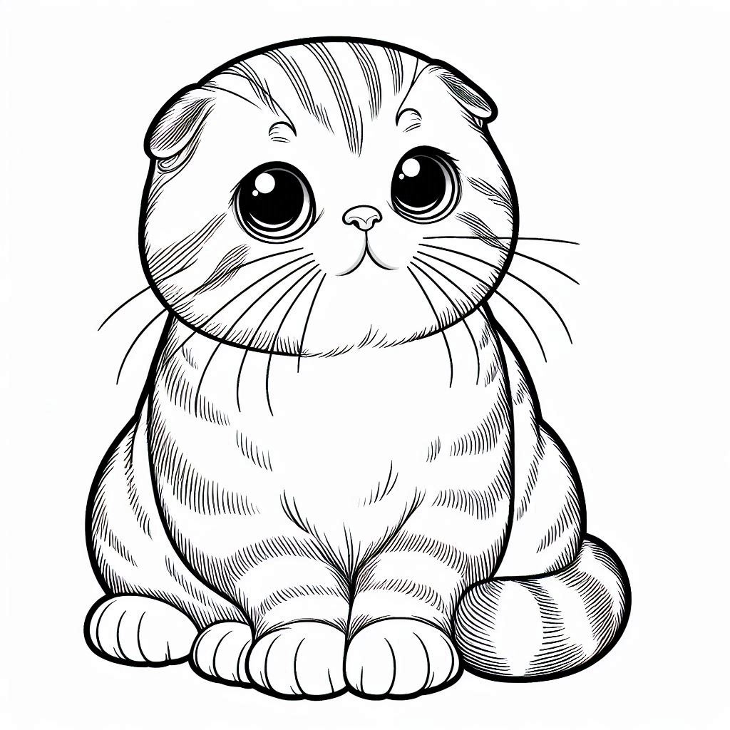 Scottish Fold kat kat kleurplaat6