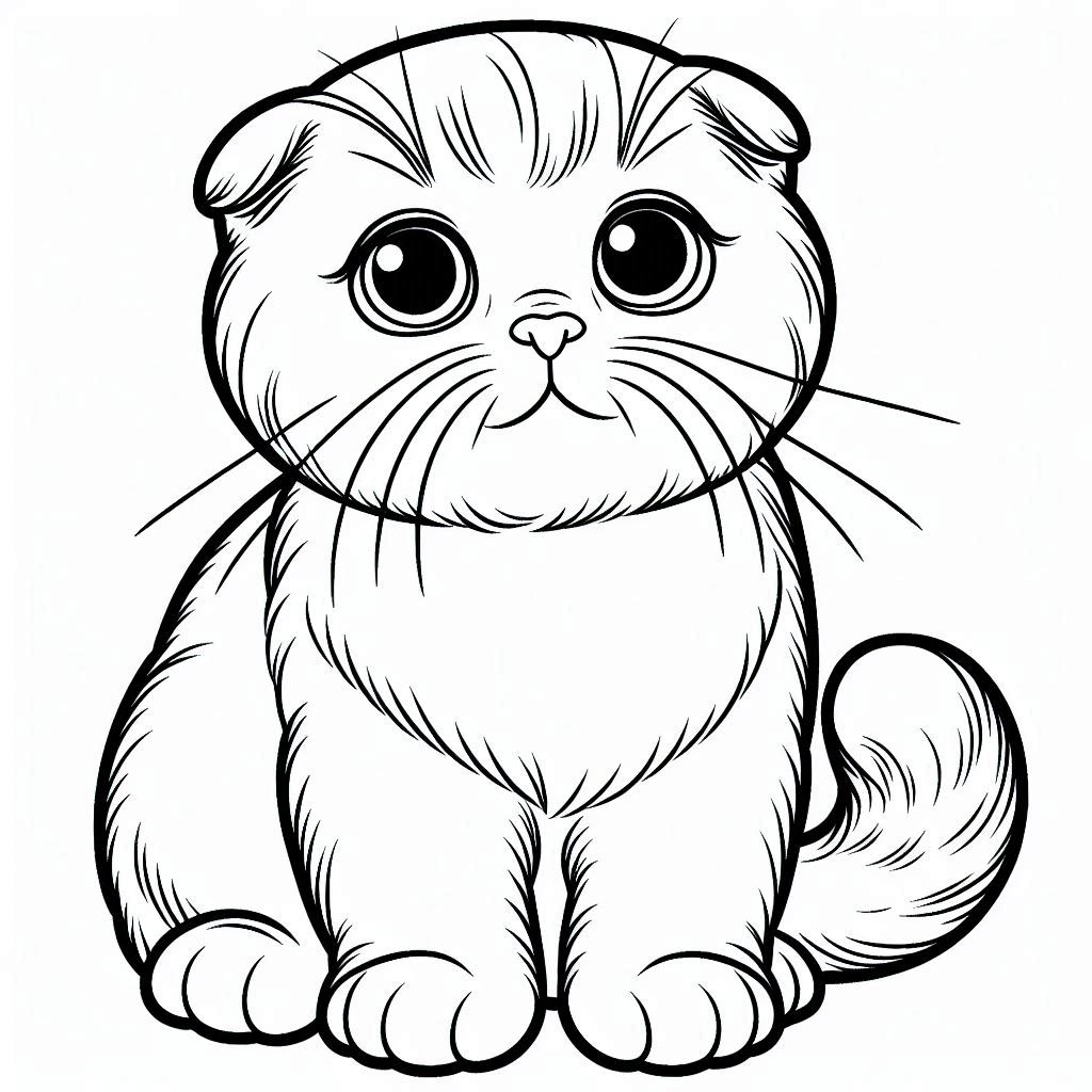 Scottish Fold kat kat kleurplaat9