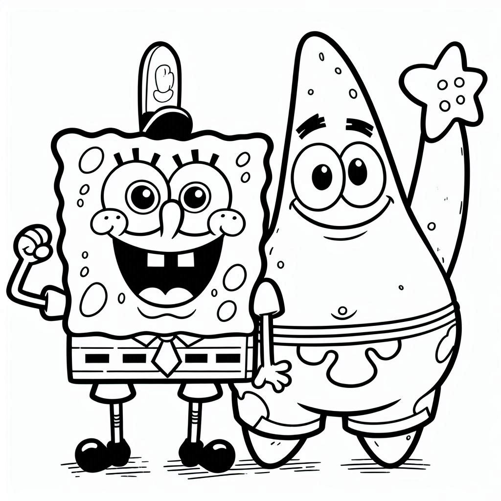 SpongeBob SquarePants en Patrick Star kleurplaat2