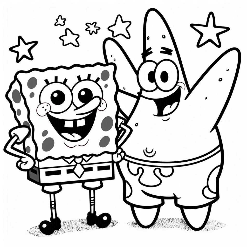 SpongeBob SquarePants en Patrick Star kleurplaat4