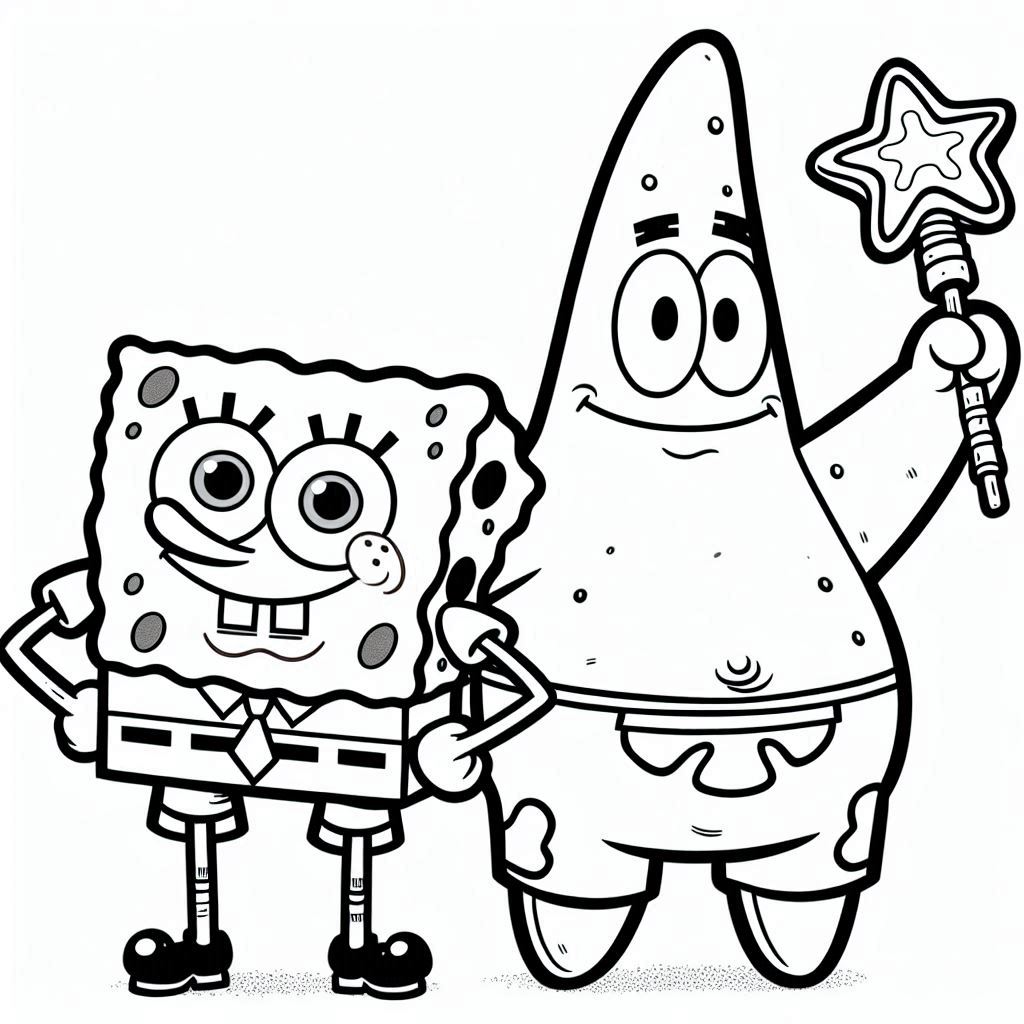 SpongeBob SquarePants en Patrick Star kleurplaat5