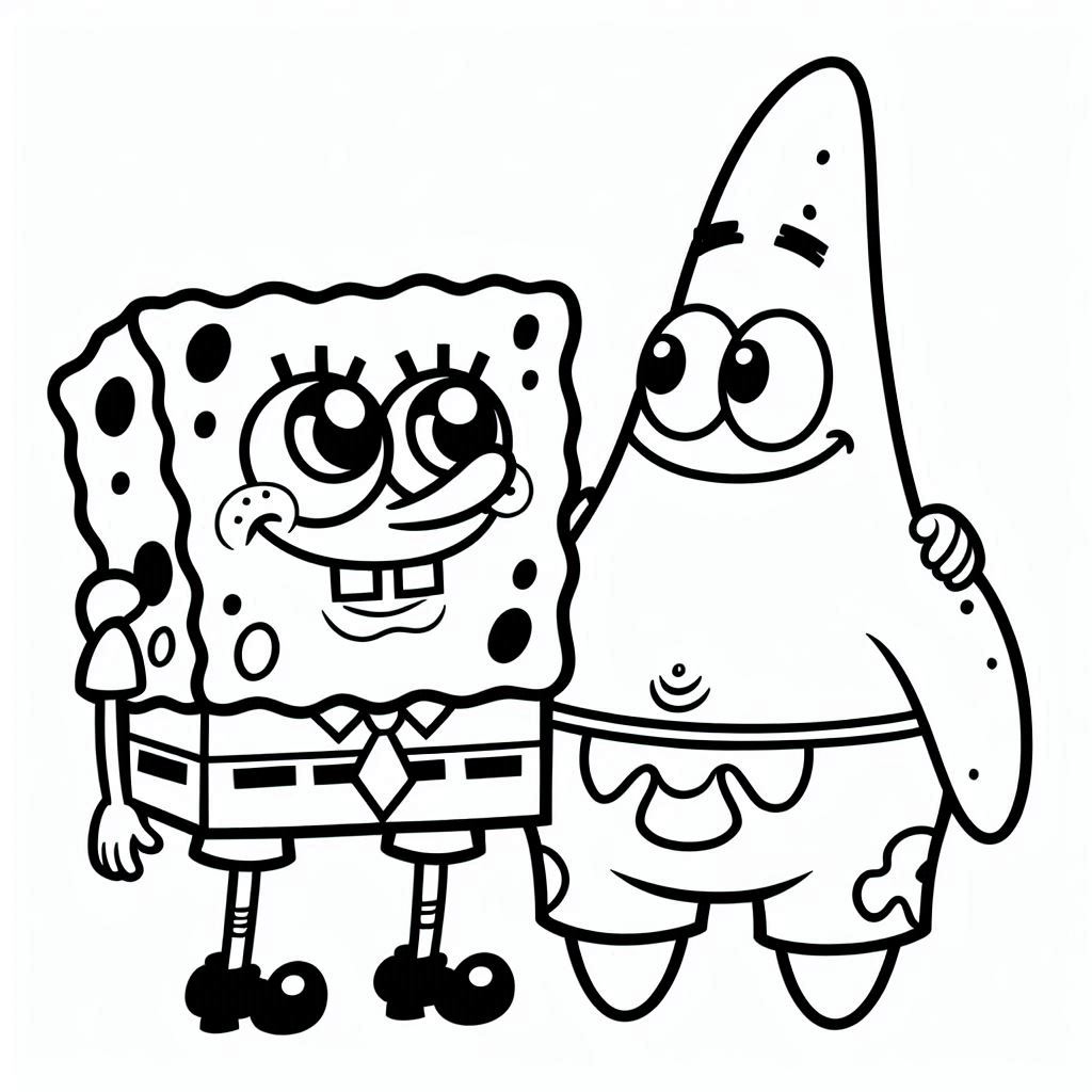 SpongeBob SquarePants en Patrick Star kleurplaat6