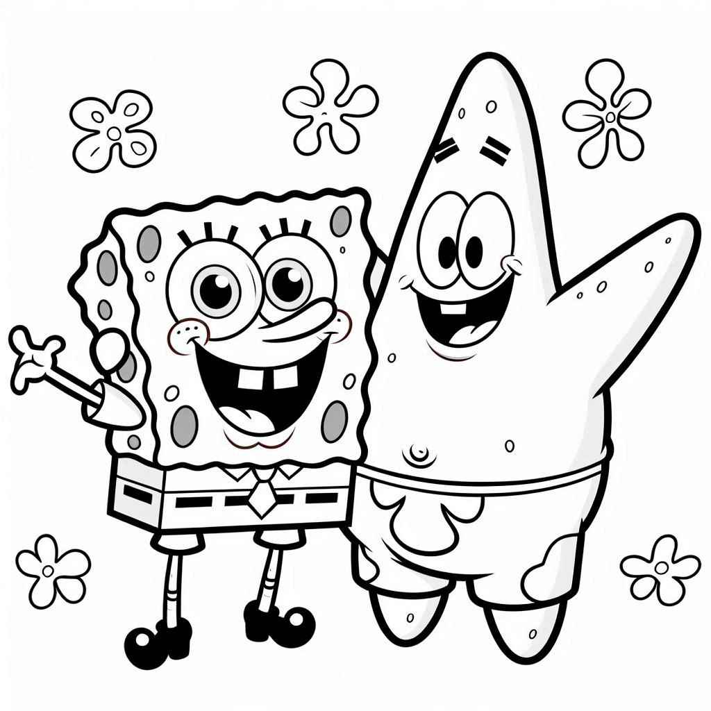 SpongeBob SquarePants en Patrick Star kleurplaat7