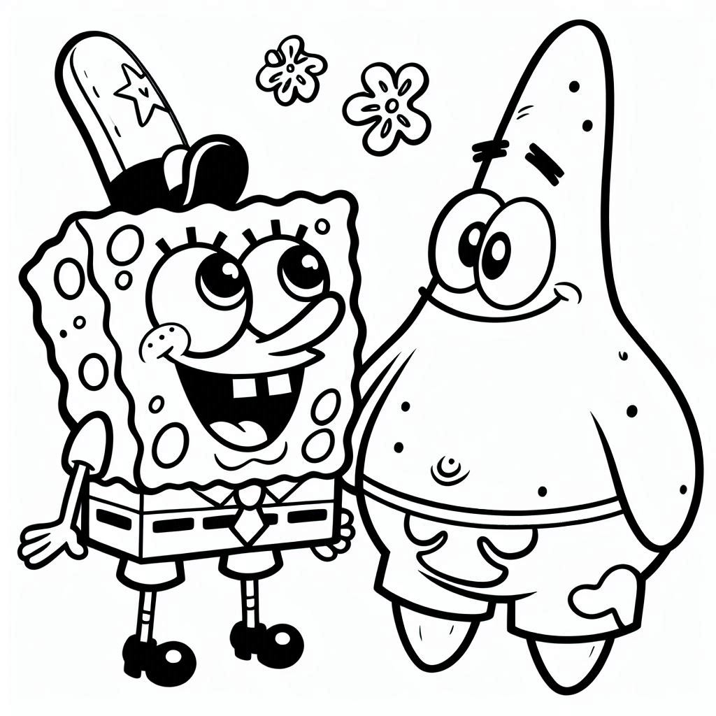 SpongeBob SquarePants en Patrick Star kleurplaat8