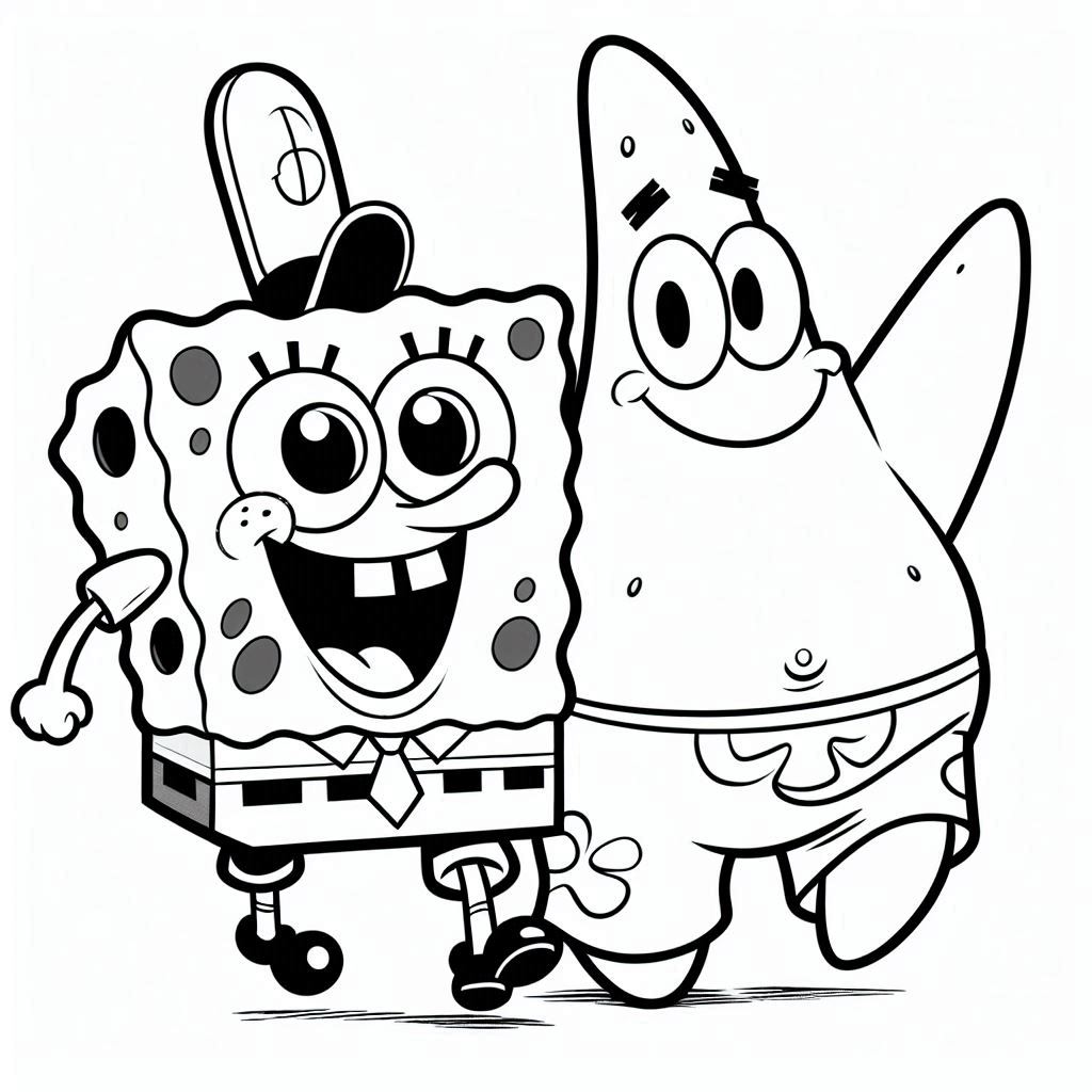 SpongeBob SquarePants en Patrick Star kleurplaat9