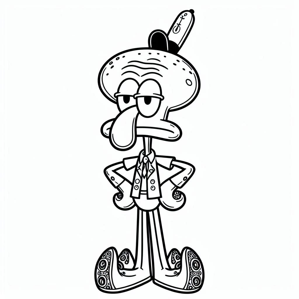 Squidward Tentacles kleurplaat