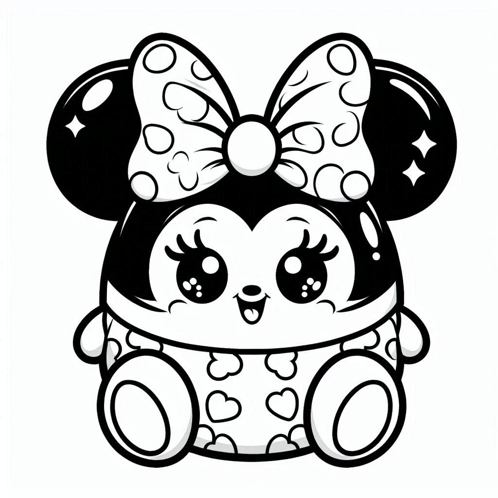 Squishmallow kleurplaat – Minnie Mouse