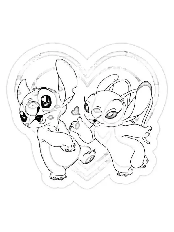 Stitch en Angel Tekening