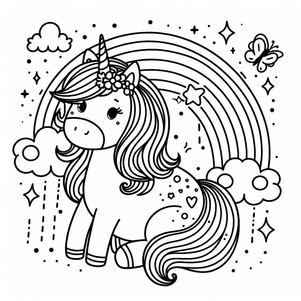 Tekening van Unicorn Regenboog