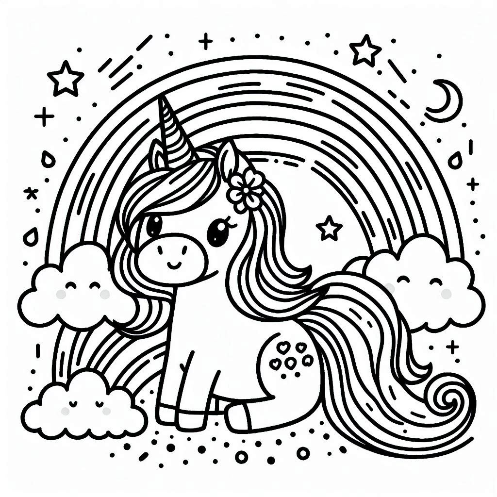 Unicorn Regenboog tekening