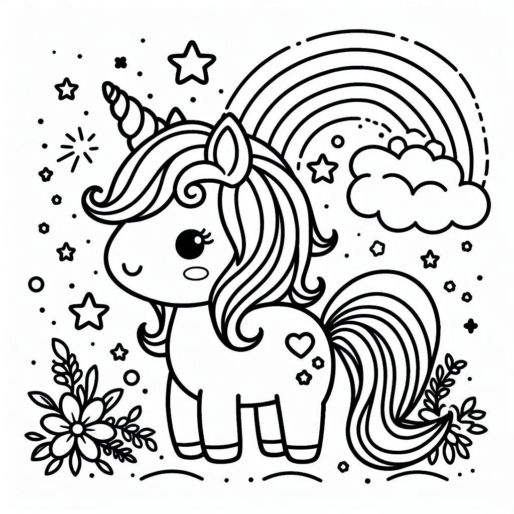 Unicorn kleurplaat voor kinderen63