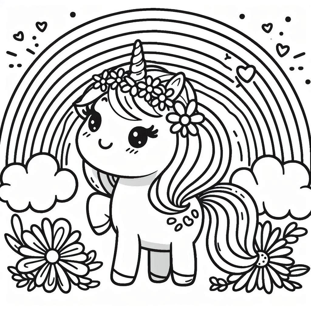 Unieke kleurplaten Unicorn Regenboog