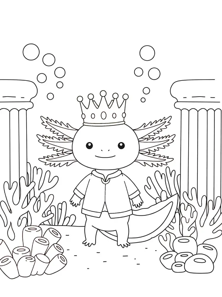 Axolotl kleurplaat 8 axolotl koning van de oceaan kleurplaat