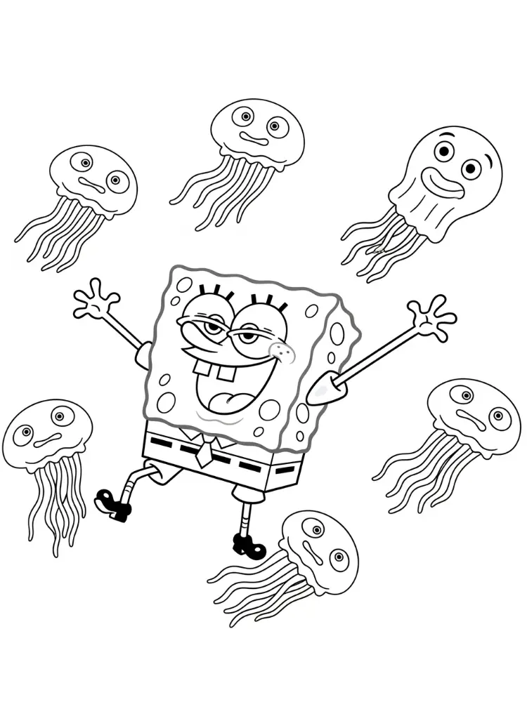 Spongebob kleurplaat 10 kwallen vangen in de lagune kleurplaat