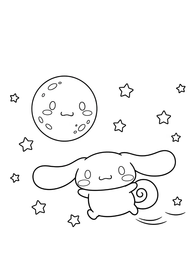 Cinnamoroll kleurplaat 9 nachtelijke sprong met sterren cinnamoroll kleurplaat