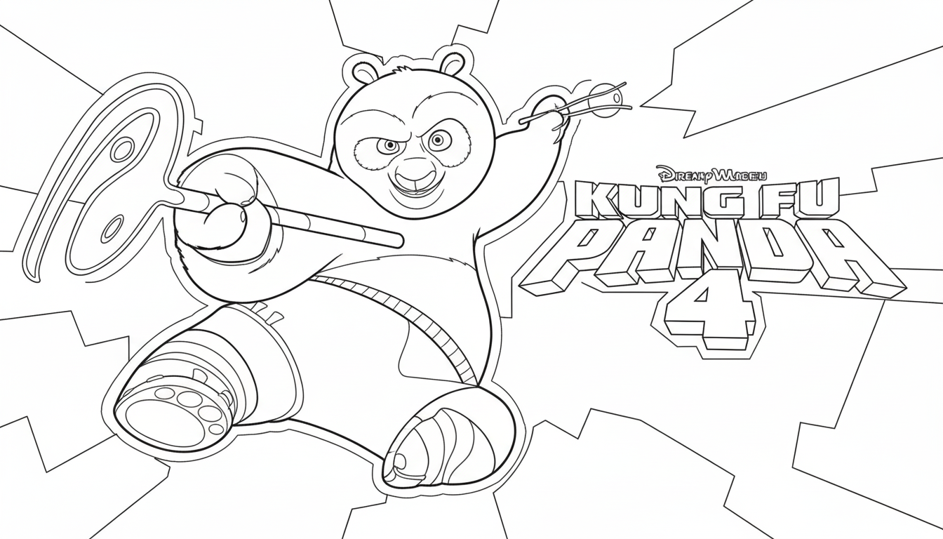Kung Fu Panda 4 kleurplaat 8 po in actie kung fu heldhaftig kleurplaat