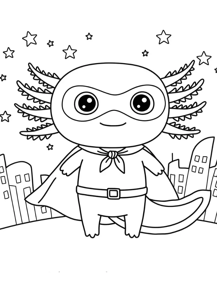 Axolotl kleurplaat 10 superhelden axolotl kleurplaat