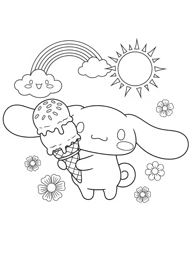 Cinnamoroll kleurplaat 8 zonneschijn en ijsjespret cinnamoroll kleurplaat